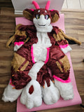 LA Pick UP/Ship Wine Red Horn Cat Furry Dragon Fursuit Costumes Suit Size S/M