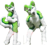 FurryWu Studio Email Custom Size —— Green White Cat Dog Fox Fursuit Teen Costumes Child Full Furry Suit Fursona Kigurumi Digitigrade Anime