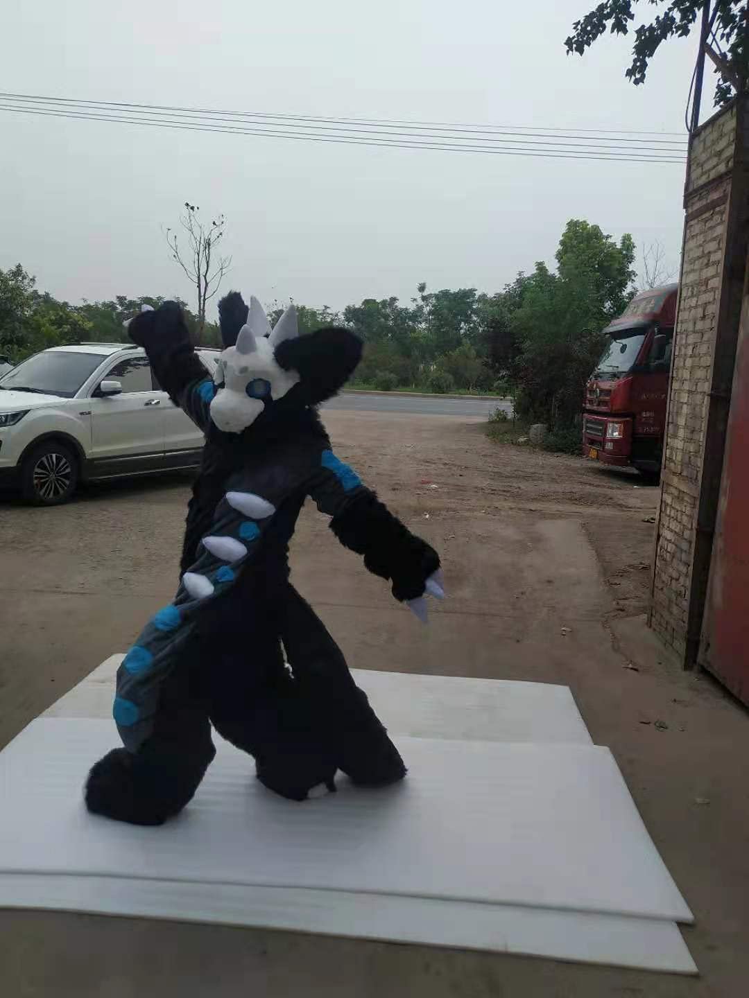 Black Angel Horn Dragon Fursuit Fullsuit Teen Costumes Full Furry Suit Furries Costume Anime CUSTOM FOR Child Adult -  by FurryMascot -