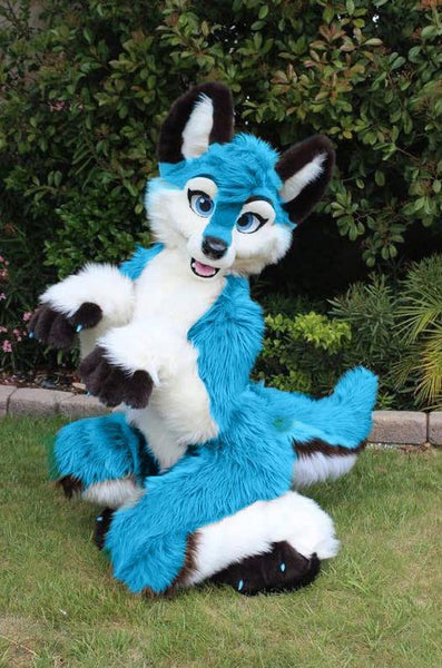 Blue Hair Fursuit Husky Dog FOX CAT WOLF Fullsuit Teen Costumes Child ...