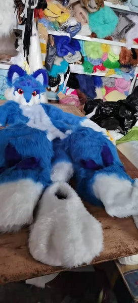 Japan Kemono Kawaii Yellow Husky Dragon Fursuit Teen Costumes Caribou Full Furry Suit Fursona Kigurumi Digitigrade Anime
