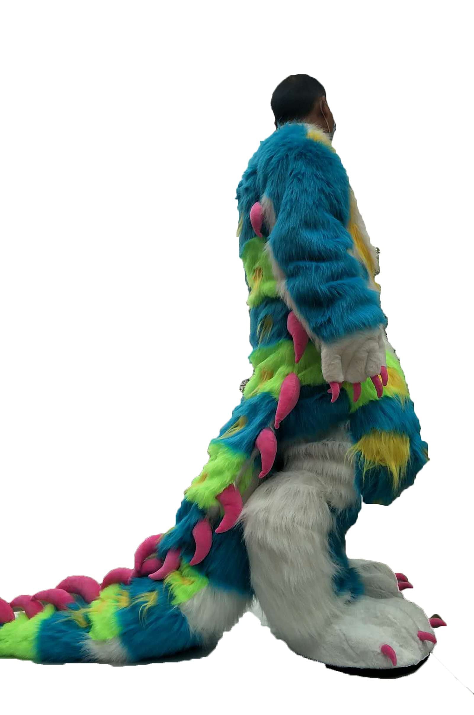 FurryMascot CUSTOM AVAILABLE Angel Dragon Plantigrade Bodysuit Fursuit Fullsuit Teen Costumes Child Fox Cat Suit Furries Anime Costume Bent Legs (No Head) Black,blue,white F99kkj458 S,M,L,XL,XXL,XXXL -  by FurryMascot -