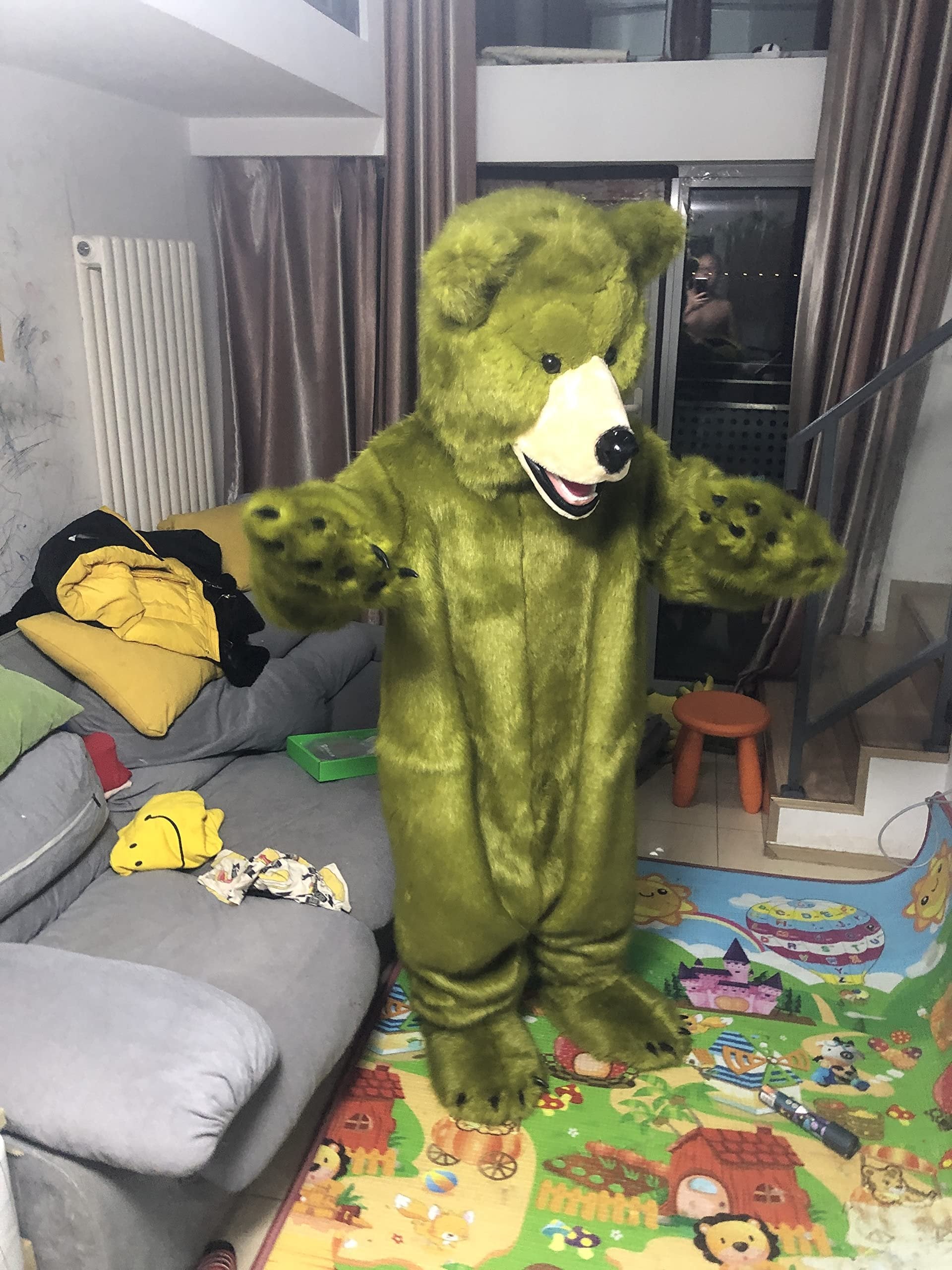 FurryWu 100% ORIGINAL PHOTO Green Grizzly Bear Mascot Costumes For Adult -  by FurryMascot -