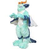 Aqua Dragon Horn Angel Wings Customized Fox Cat Fursuit Kigurumi Furry Costumes Furries