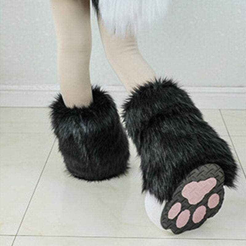 Fursuit Bear Claw Slippers Fuzzy Cosplay Slippers Lion Claw Animal Feet Slippers Funny Paw Monster Shoes for Halloween -  by FurryMascot -