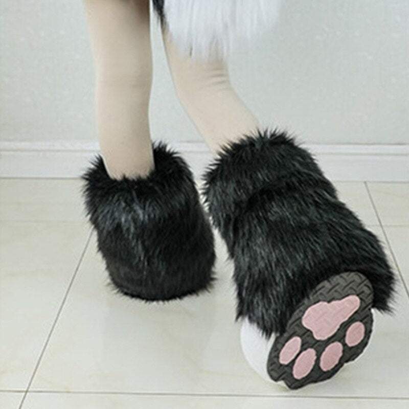 Fursuit Paws Costume Lion Bear Props Animal Feet Slippers One Size Fit Most Adult Teens Halloween Costume Party Supplies -  by FurryMascot -