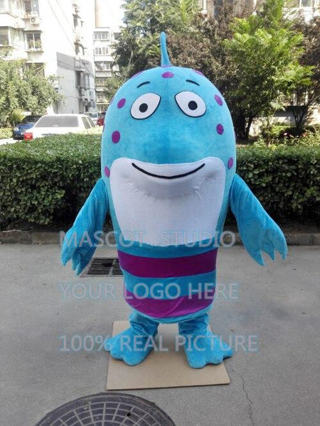 Blue Fish Mascot Costume Custom Cartoon Character Cosplay Fancy Dress ...