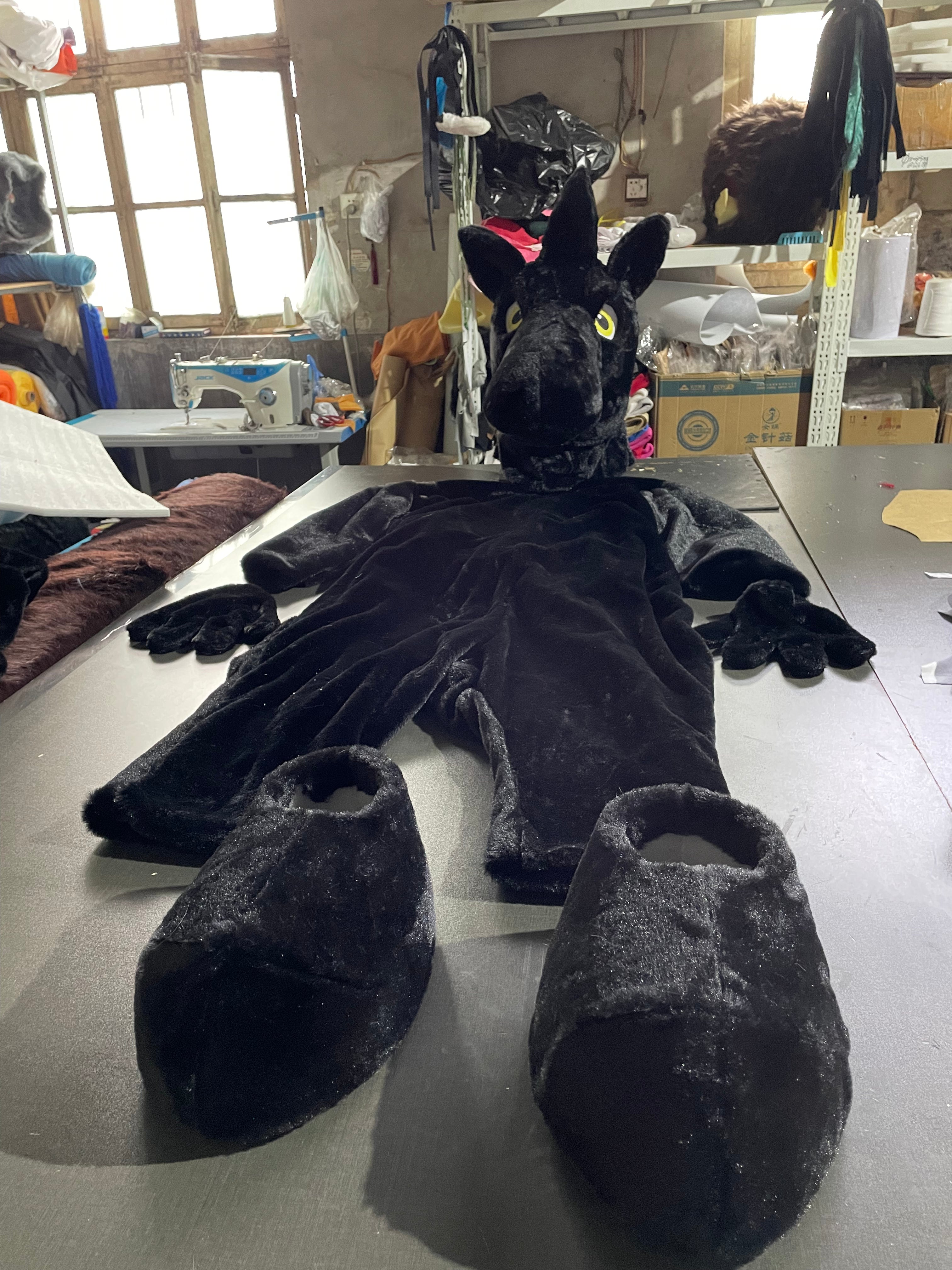 Black Mustang Horse Mascot Costumes Party Cosplay Suit