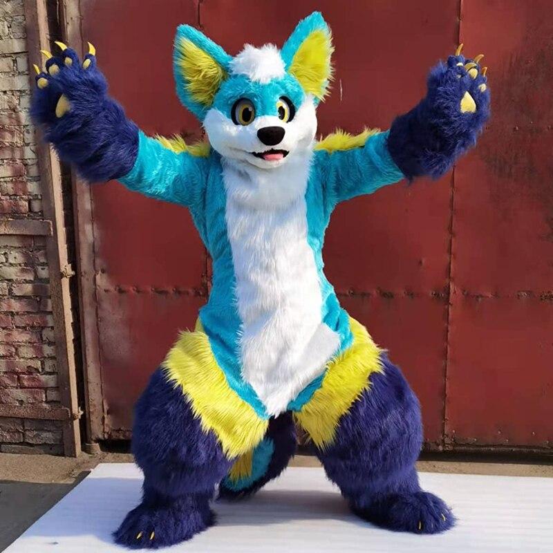 Furry Canine Mascot Costume Husky Dog Fursuit Halloween Carnival Party Suit Cosplay Canine Animal Costume Bent Legs -  by FurryMascot -