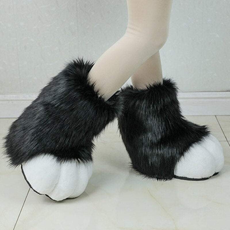 Soft Animal Feet Slippers Fursuit Paws Lion Bear Prop Animal Outfit Accessory for Role Playing Halloween Dress Up Party -  by FurryMascot -