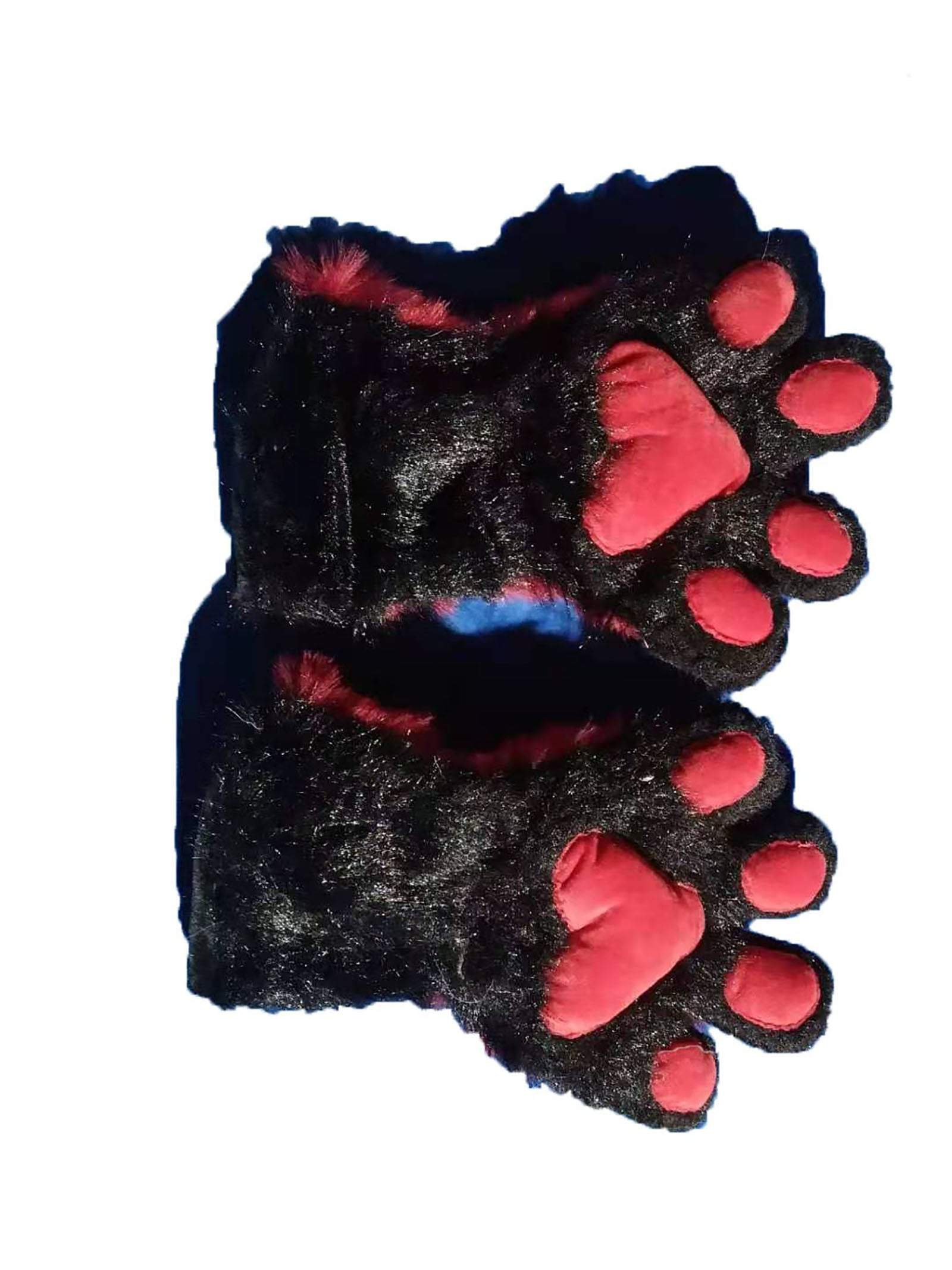 Black Red Fursuit Paw Costume Fox Party Carnival Gift Gloves Paws - Fursuit Paws by FurryMascot - FURSUIT ACCESSORIES