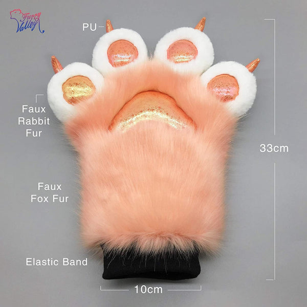 Furryvalley Fursuit Paws Furry Partial Cosplay Fluffy Claw Gloves Costume L  ショッピング買付
