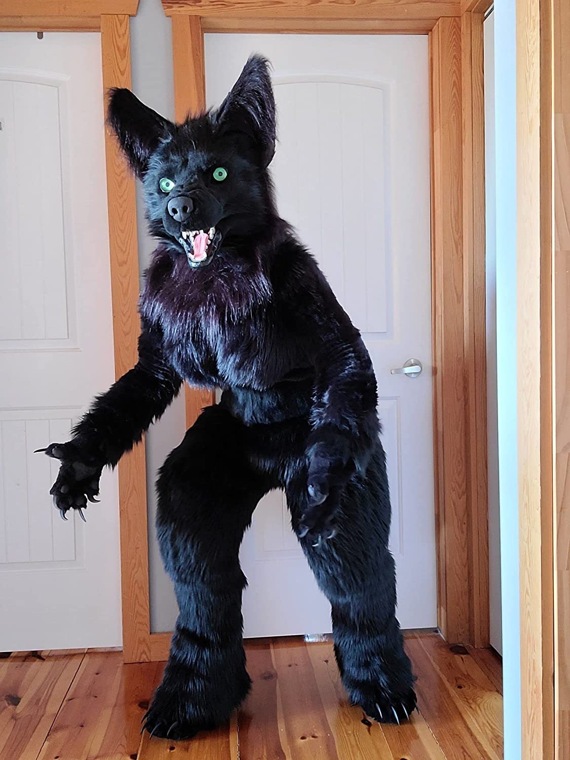 Black Wolf Fursuit Teen Costumes Caribou Full Furry Suit Fursona Kigurumi Anime -  by FurryMascot -