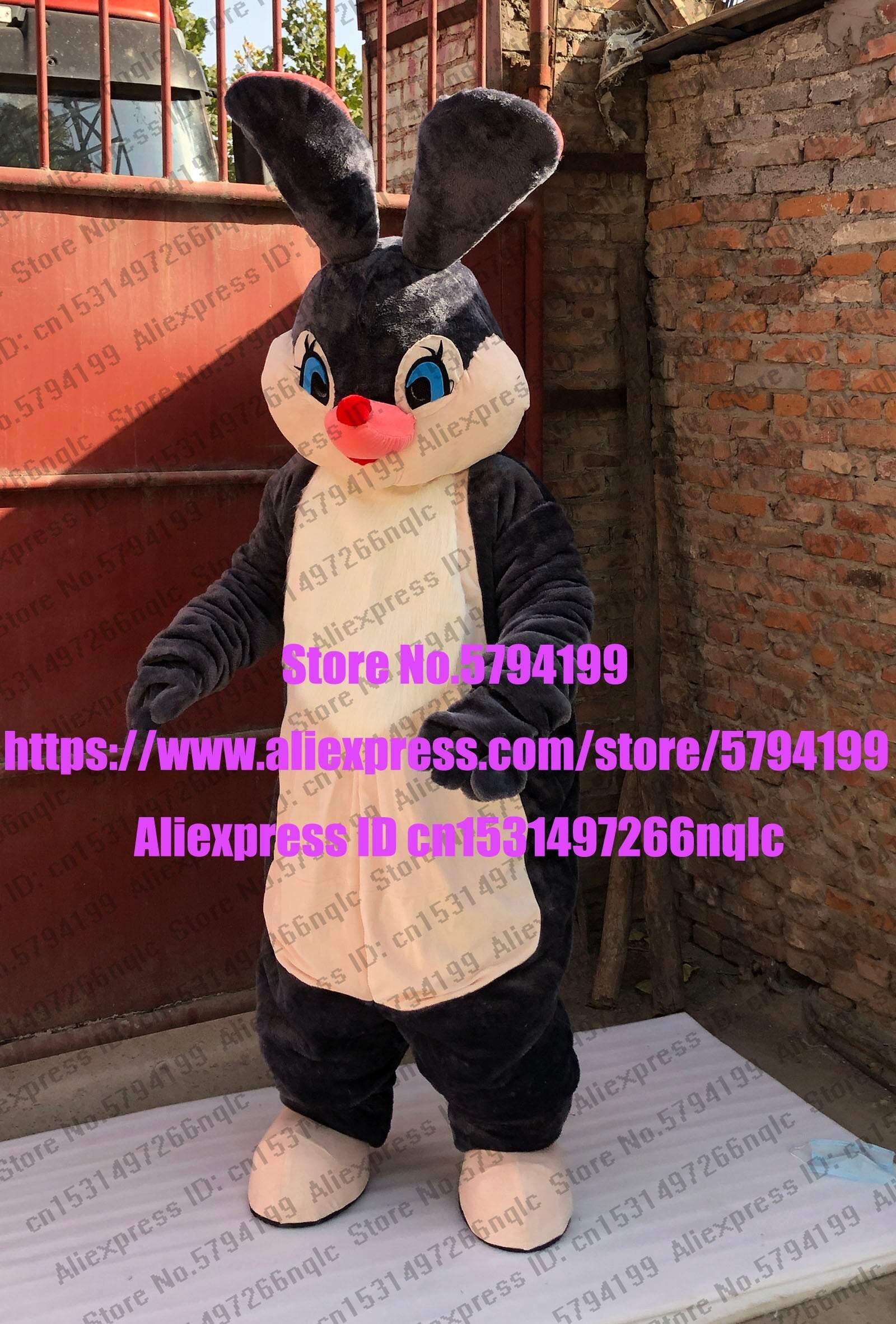 3-D Eyes dark grey cute rabbit AD mascot Suit Costume Animal Party Carnival Birthday Gift Adult Cartoon Outfit Suit -  by FurryMascot -