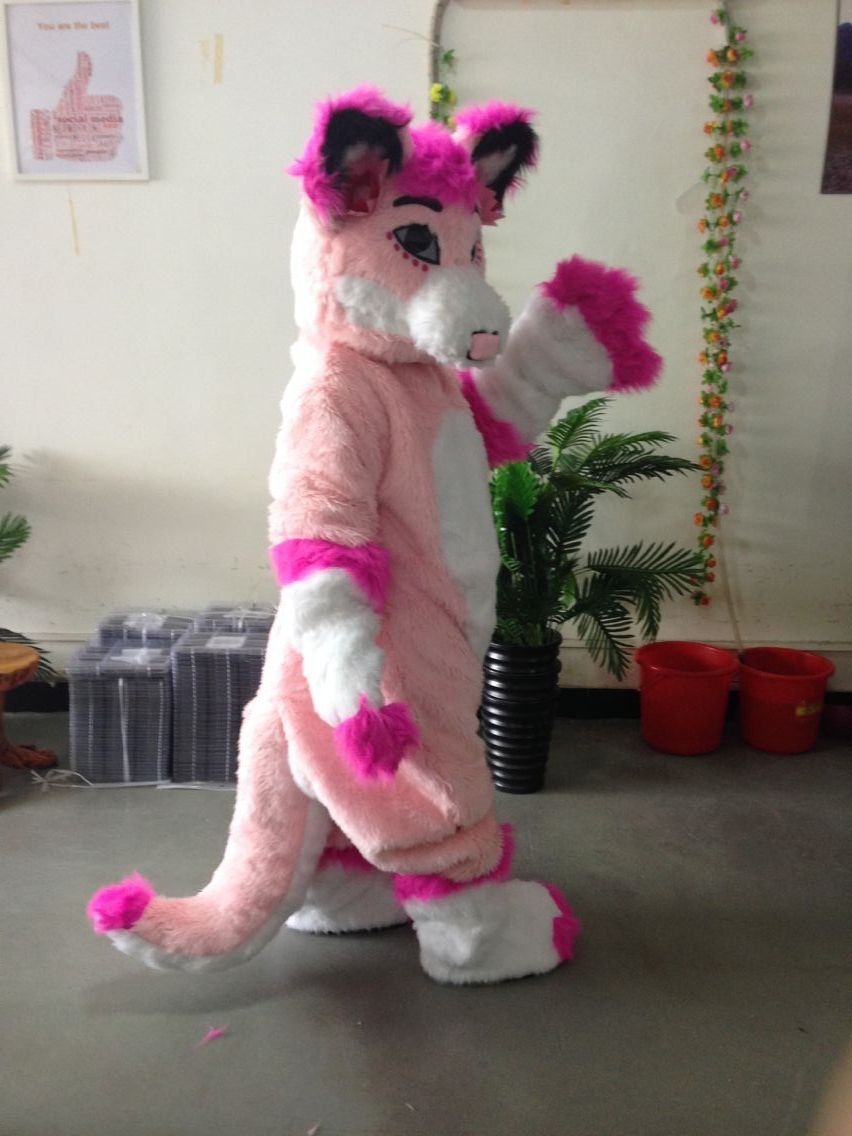 Customized Pink Fursuit Husky Wolf Fox Mascot Costume Animal Suit Halloween Christmas Birthday Costumes Complete Outfit -  by FurryMascot -