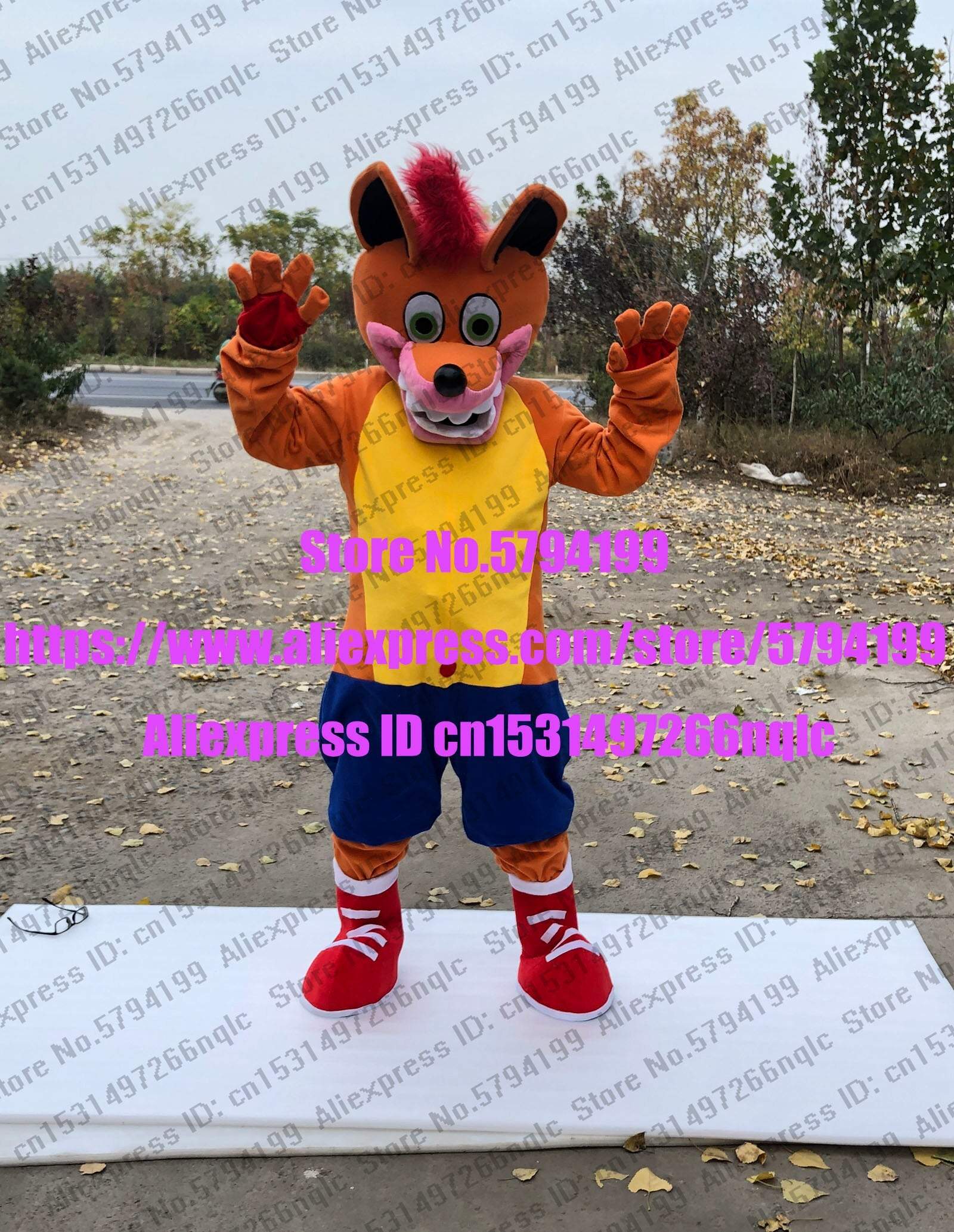 3-D Eyes Crash Bandicoot Wolf  AD mascot Suit Costume Animal Party Carnival Birthday Gift Adult Cartoon Character Outfit Suit En -  by FurryMascot -