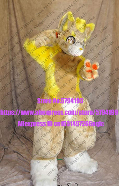Beige Cat Wolf Fursuit  Complete Suit Mascot Costume Cosplay Party Fancy Dress Birthday main image 0