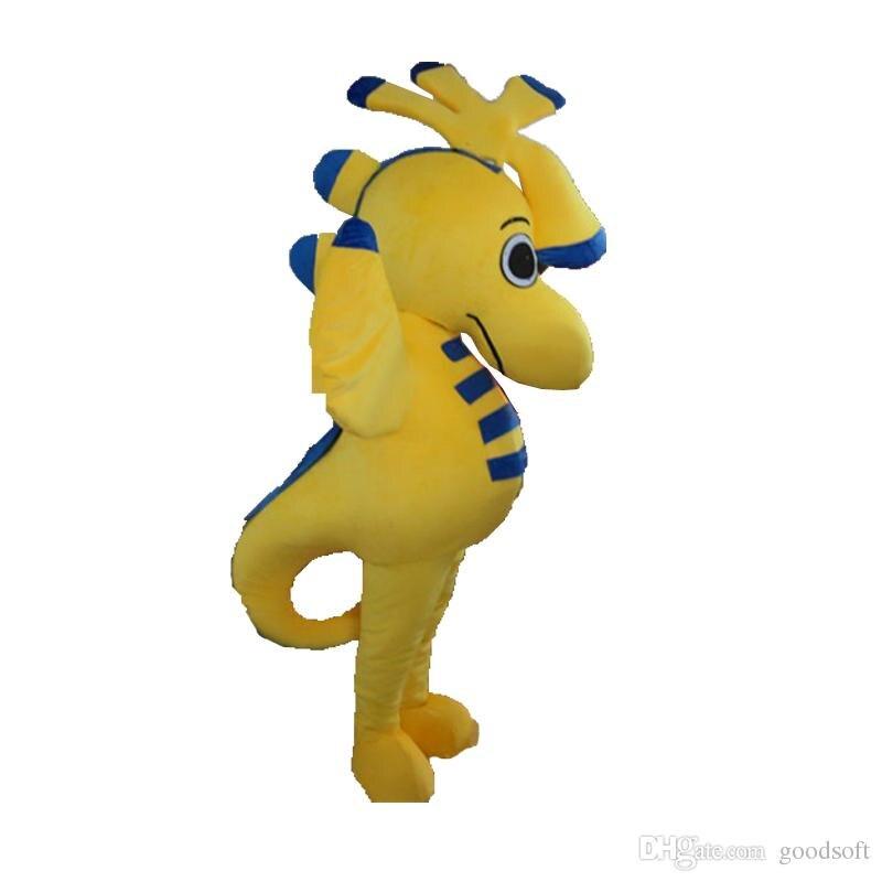 Big Cute High Quality Ocean hippocampus Furry Polar Cartoon Mascot Costume Party Fancy Dress Adult Size Free Shipping hot -  by FurryMascot -