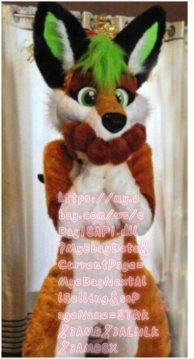 Best Quality on  Husky Dog Green Hair Fursuit Complete Suit Mascot Costume Cosplay Party Fancy Dress Birthday -  by FurryMascot -