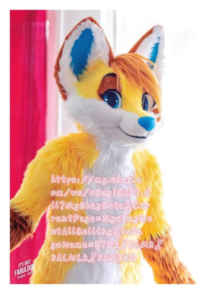 Best Quality on   Gold Wolf Dog Fox Fursuit Complete Suit Mascot Costume Cosplay Party Fancy Dress Birthday -  by FurryMascot -