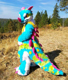 Best Quality on  Blue Dragon Fursuit Furry Mascot Costume Suit Cosplay Fancy Dress Unisex Outdoor Fursuit Outfit -  by FurryMascot -
