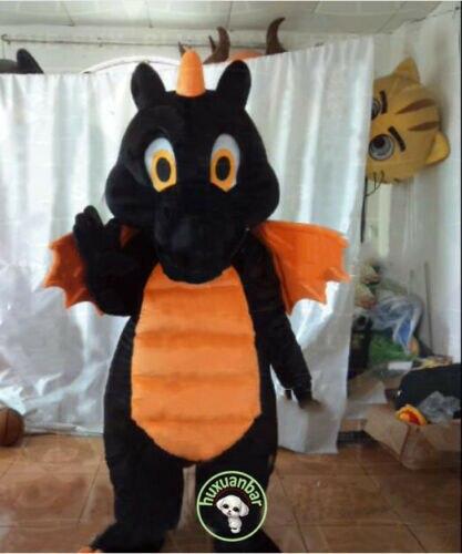 2018 Hot Black And Orange Dragon Mascot Costume Outfit Suit Adult Size【TOP SALE】 -  by FurryMascot -