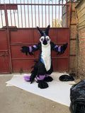 100% ORIGINAL PHOTO 3D Eyes Black Dragon Long Tail Huksy Dog Fursuit Teen Costumes Child Full Furry Suit Fursona Kigurumi Digitigrade Anime full suit With Head -  by FurryMascot -