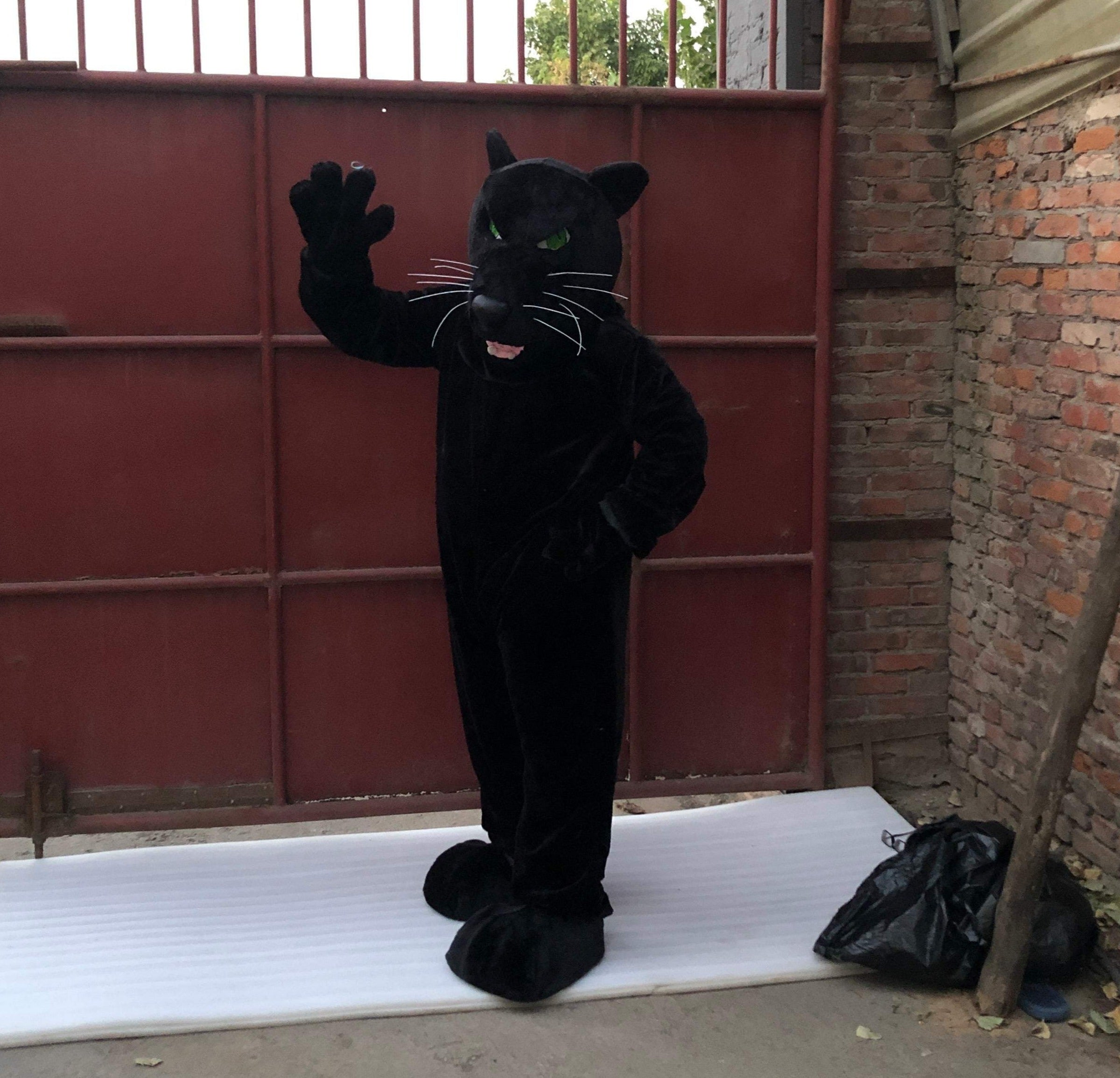 100% ORIGINAL PHOTO 3D Eyes black Panther Cosplay Unisex Cute Newly Mascot Costume Mascotte Suit Cosplay Party Game Dress Outfit  Adult Hallowen Gift A+ -  by FurryMascot -