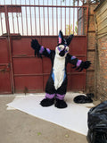 100% ORIGINAL PHOTO 3D Eyes Black Dragon Long Tail Huksy Dog Fursuit Teen Costumes Child Full Furry Suit Fursona Kigurumi Digitigrade Anime full suit With Head -  by FurryMascot -