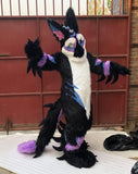 100% ORIGINAL PHOTO 3D Eyes Black Dragon Long Tail Huksy Dog Fursuit Teen Costumes Child Full Furry Suit Fursona Kigurumi Digitigrade Anime full suit With Head -  by FurryMascot -
