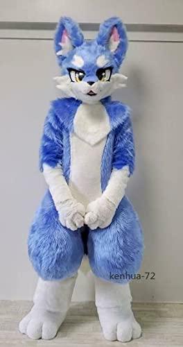 FurryWu Studio New Fluffy Blue Animie Cat Dog Japan Style Fursuit Mascot Costume Fancy Dress Birthday Cosplay Party Gift -  by FurryMascot - 