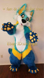 Blue Green Dog Digitigrade Costume Bent Legs Fursuit Fullsuit Teen Costumes Full Furry Suit Furries Costume Anime CUSTOM FOR Child Adult