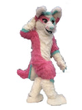 Digitigrade Pink Huksy Dog Fursuit Fullsuit Teen Costumes Child Full Furry Suit Furries Anime Costume Bent Legs Angel Dragon