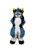 FurryMascot Japan 趾行性猫ファースーツ フルスーツ ティーンコスチューム 子供用 フルファースーツ ファーリーズ アニメコスチューム 曲がった脚 エンジェル ドラゴン ブラック、ブルー、ホワイト、S、M、L、XL、XXL、XXXL (F99kkj458)