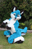 Blue Hair Fursuit Husky Dog FOX CAT WOLF Fullsuit Teen Costumes Child Full Furry Suit Furries Anime Digitigrade Costume Legs (S)