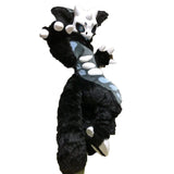 FurryMascot Black Dragon Bend Legs Digitigrade Plantigrade Bodysuit Furry Husky Wolf Dog Fox Cat Fursuit Costume, Black,blue,white