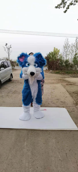 White Hair Royal Blue Wolf Fox Fursuit Furry Costumes Furries – FurryMascot