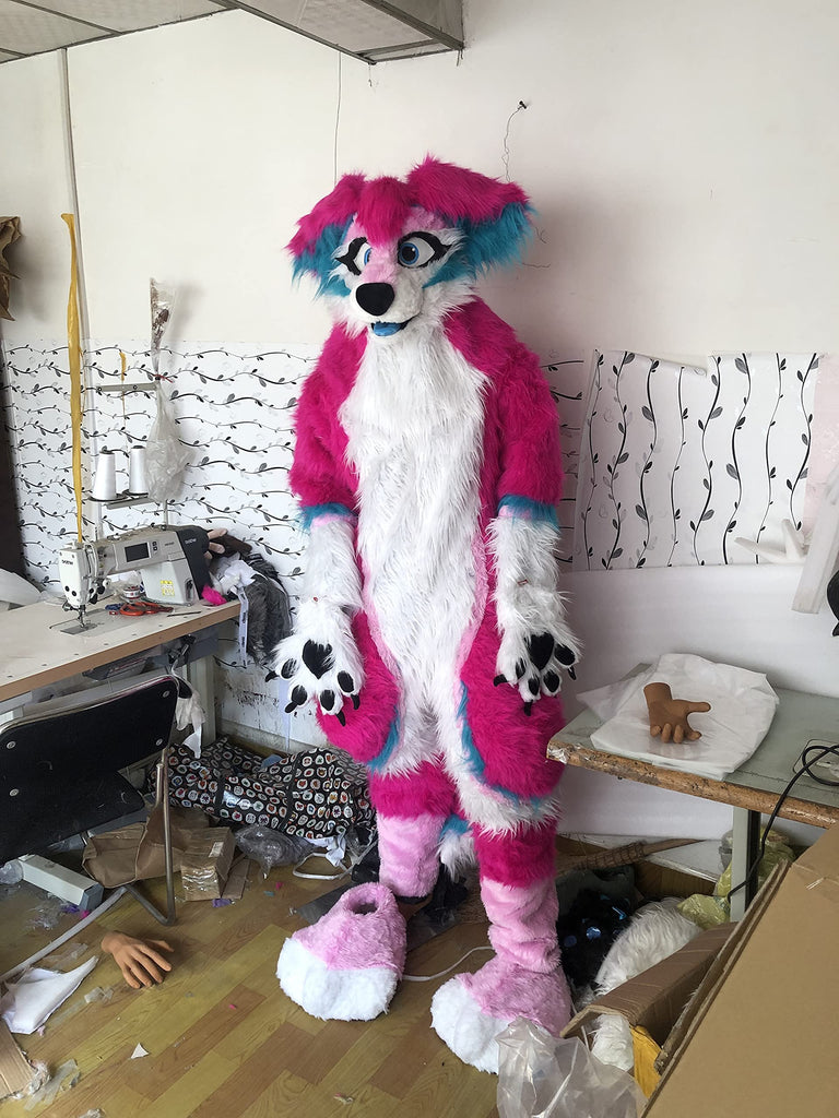 Pink Rose Wolf Fox Fursuit Kigurumi Furry Costumes Furries – FurryMascot