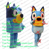 Both Blue Dog Bandit Heeler Dogs Mascot Costumes Party Birthday Suit