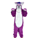 Can Move Mouth Purple Fox Mascot Costume Fursuit Cosplay Animal Party Game Animal Fancy Dress Adults Size Advertising Halloween