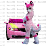 Best QUALITY Fursuit PINK  furry husky dog wolf Mascot Costume Fancy Dress Cosplay Unisex All Sizes Birthday PARTY Halloween