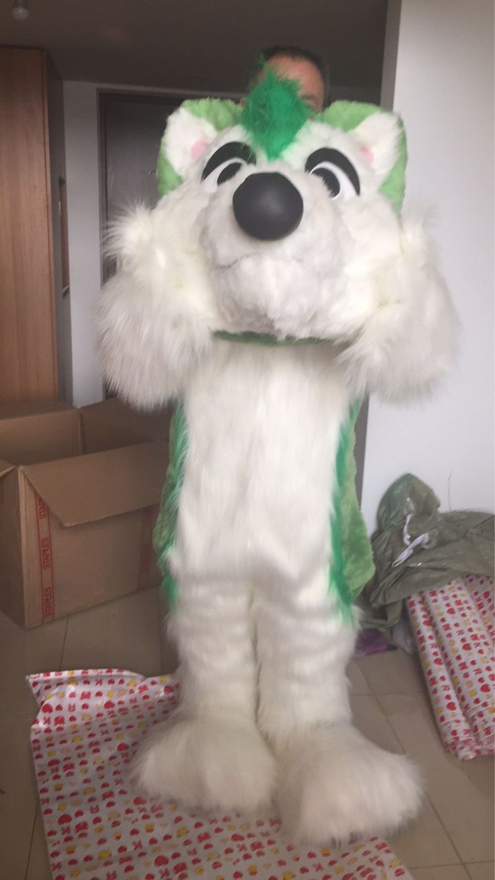 Long Fur Green Husky Dog Mascot Costume Fursuit Cosplay Party Fancy Dress Outfits Advertising Promotion Carnival Halloween Xmas -  by FurryMascot - 