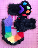 NEW Fursuit Rainbow Paws + Tail Handmade Mini Partial Furry Pride LGBTQ+ Black