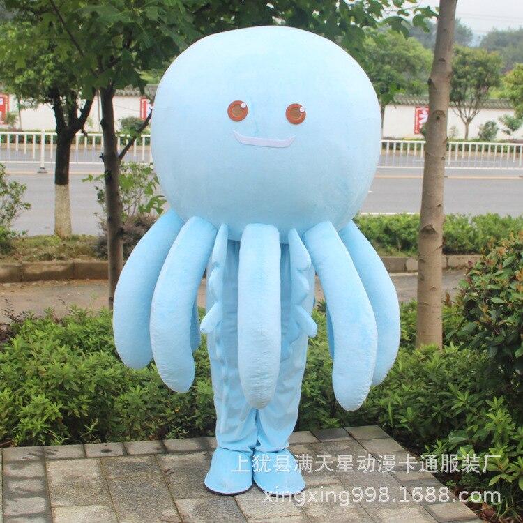 Ocean Mascot Pink Blue Jellyfish Costumes Walking Octopus Cartoon