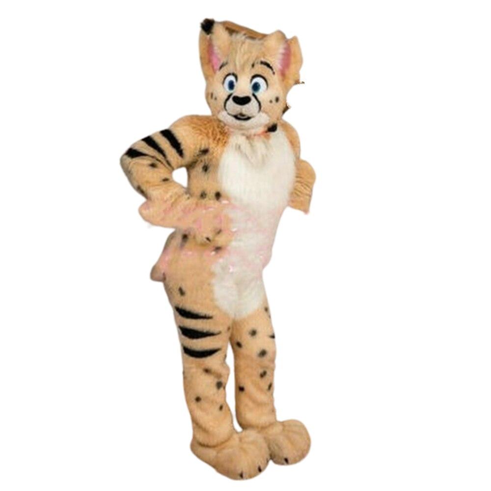 Beige Leopard Fursuit Long Fur Husky Fox Dog Mascot Costume Dress Furr –  FurryMascot