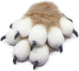 FurryValley Fursuit Paws Furry Teilweise flauschige Handschuhe Kostüm Löwe Bär Requisiten für Kinder Erwachsene (Braun) 