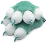 Furryvalley Fursuit Paws Furry Teilweise Cosplay Flauschige Krallenhandschuhe Kostüm Löwe Bär Requisiten für Kinder Erwachsene (Mintgrün) 