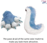 Fursuit Tail Fur Partial Furry Tail for Cosplay Party Costume for Kids Adults (Light Blue) -  by FurryMascot - 