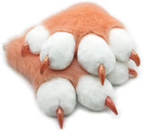 Furryvalley Fursuit Paws Furry Partial Cosplay Flauschige Krallenhandschuhe Kostüm Löwe Bär Requisiten für Kinder Erwachsene (Candy Orange) 
