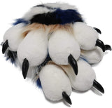 Furryvalley Fursuit Paws Furry Teilweise Cosplay Flauschige Krallenhandschuhe Kostüm Löwe Bär Requisiten für Kinder Erwachsene (Mischfarbe) 